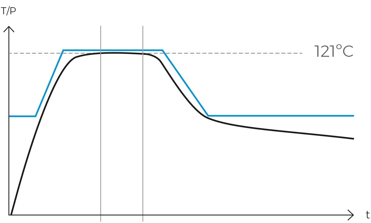 Gráfico del ciclo gravitatorio en autoclave